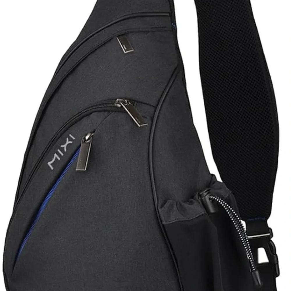 Mixi‎ Sling Backpack with USB port Black Nylon 17 inches New Type M5225 USED 1x